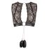 Set di Lingerie Bondage in Pizzo e Strisce Lucide con Borchie e Polsiere (4 pezzi)  - M