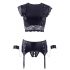 Set di Lingerie in Pizzo e Lucido con Catene Stile Bondage - Cottelli Collection (Nero) 