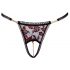 Tanga di Lusso Cottelli con Perle e Ricamo di Rose (Rosso-Nero)  - M/L