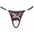 Tanga di Lusso Cottelli con Perle e Ricamo di Rose (Rosso-Nero)  - M/L