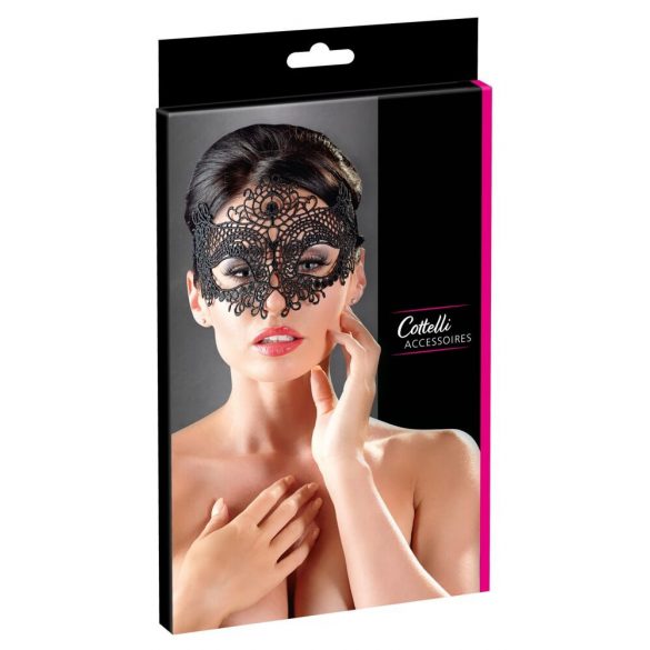 Maschera Ricamata con Effetto Pizzo di Cottelli (Nera) 