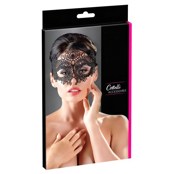 Cottelli - Maschera effetto pizzo ricamato (nero)