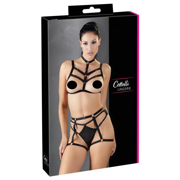 Cottelli - Set di lingerie con imbracatura decorativa - nero (S-L)