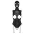 Body con maschera e aperture intime (nero) 