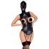 Body con maschera e aperture intime (nero)  - M