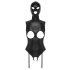 Body con maschera e aperture intime (nero)  - M