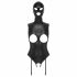 Body con maschera e aperture intime (nero)  - M