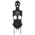 Body con maschera e aperture intime (nero)  - M