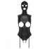 Body con maschera e aperture intime (nero)  - L