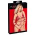 Body bondage rosso con borchie e catenine decorative 