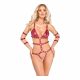 Body bondage rosso con borchie e catenine decorative  - M