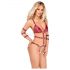 Body bondage rosso con borchie e catenine decorative  - M