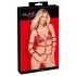 Body bondage rosso con borchie e catenine decorative  - M