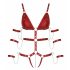 Body bondage rosso con borchie e catenine decorative  - M