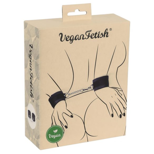 Fetish Vegano - Manette da Polso con Catena Corta (Nero) 