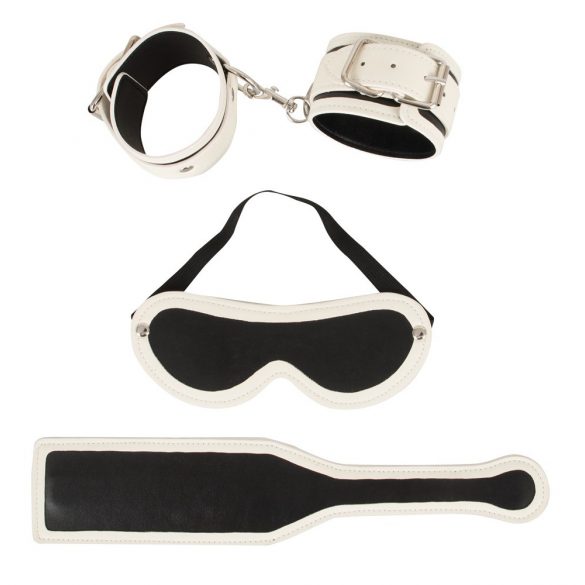 Set Bondage Bad Kitty (3 pezzi) - nero e bianco fosforescente 