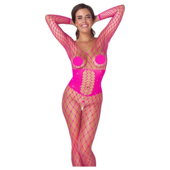 Cottelli - Bodystocking a rete rosa - Taglia S-L