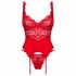 Obsessive Amor Cherris - completo in pizzo con reggicalze (rosso)