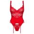 Obsessive Amor Cherris - completo in pizzo con reggicalze (rosso)