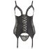 Reggiseno Rimovibile con Porta Calze in Pizzo e Satinato - Plus Size (Nero) 