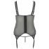 Reggiseno Rimovibile con Porta Calze in Pizzo e Satinato - Plus Size (Nero) 