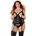 Reggiseno Rimovibile con Porta Calze in Pizzo e Satinato - Plus Size (Nero) 