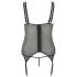 Reggiseno Rimovibile con Porta Calze in Pizzo e Satinato - Plus Size (Nero)  - 3XL