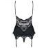 Obsessive 810-COR-1 - Top e perizoma con reggicalze in pizzo (nero)