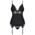 Obsessive 810-COR-1 - Top e perizoma con reggicalze in pizzo (nero)