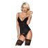 Corsetto con Reggicalze e Perizoma in Pizzo Obsessive 810-COR-1 (Nero)  - L/XL