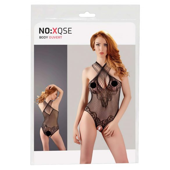 NO:XQSE - Body retato floreale con collo halter - nero (S-L)