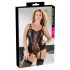 Body Sensuale e Stiloso con Reggicalze Floreale in Pizzo - Taglia Plus (Nero)  - 85F/L