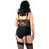 Body Sensuale e Stiloso con Reggicalze Floreale in Pizzo - Taglia Plus (Nero)  - 85F/L