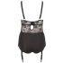 Body Sensuale e Stiloso con Reggicalze Floreale in Pizzo - Taglia Plus (Nero)  - 85F/L