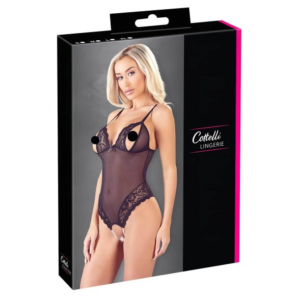 Body Aperto in Pizzo con Perline Cottelli (Nero) 