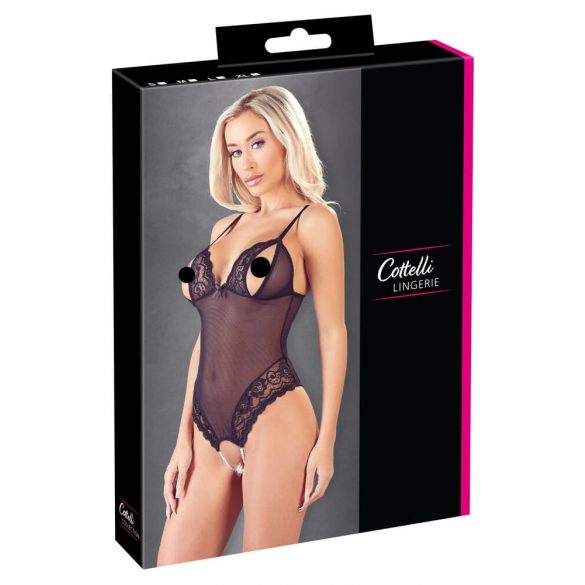 Body Aperto in Pizzo con Perline Cottelli (Nero)  - M