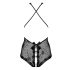 Body in pizzo aperto con perline Obsessive Fiorenta (nero)  - L/XL