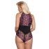 Body Plus Size Cottelli con Motivi Floreali (Nero-Viola) 