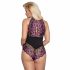 Body Plus Size Cottelli con Motivi Floreali (Nero-Viola) 