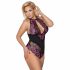 Body Plus Size Cottelli con Motivi Floreali (Nero-Viola)  - 3XL