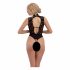 Abierta Fina - Lace, Open Bodysuit with Rhinestones (Black) 