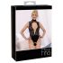 Abierta Fina - body aperto in pizzo con strass (nero)