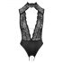 Abierta Fina - body aperto in pizzo con strass (nero)