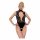 Abierta Fina - Lace, Open Bodysuit with Rhinestones (Black)  - M