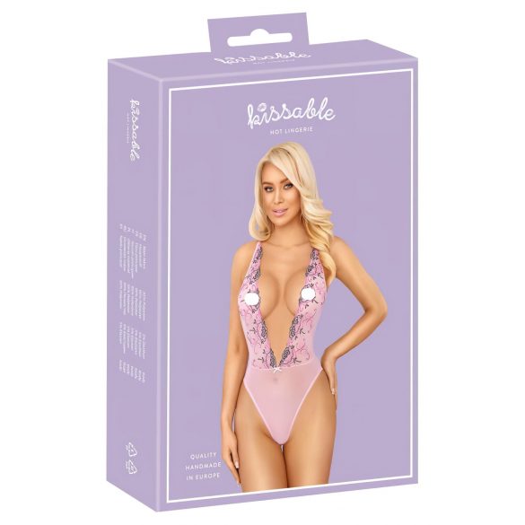 Body Trasparente con Ricami Floreali Rosa - Kissable 