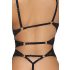 Abierta Fina - body aperto in pizzo con strass (nero-oro) - M