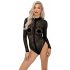 Body Sexy Trasparente con Ricami Leopardati Noir 