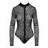 Body Sexy Trasparente con Ricami Leopardati Noir  - M