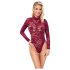 Cottelli - bodystocking in pizzo trasparente (bordeaux) - M