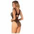 Body Seducente Rete Larga con Apertura Intima (Nero) - Taglia Unica S-L 